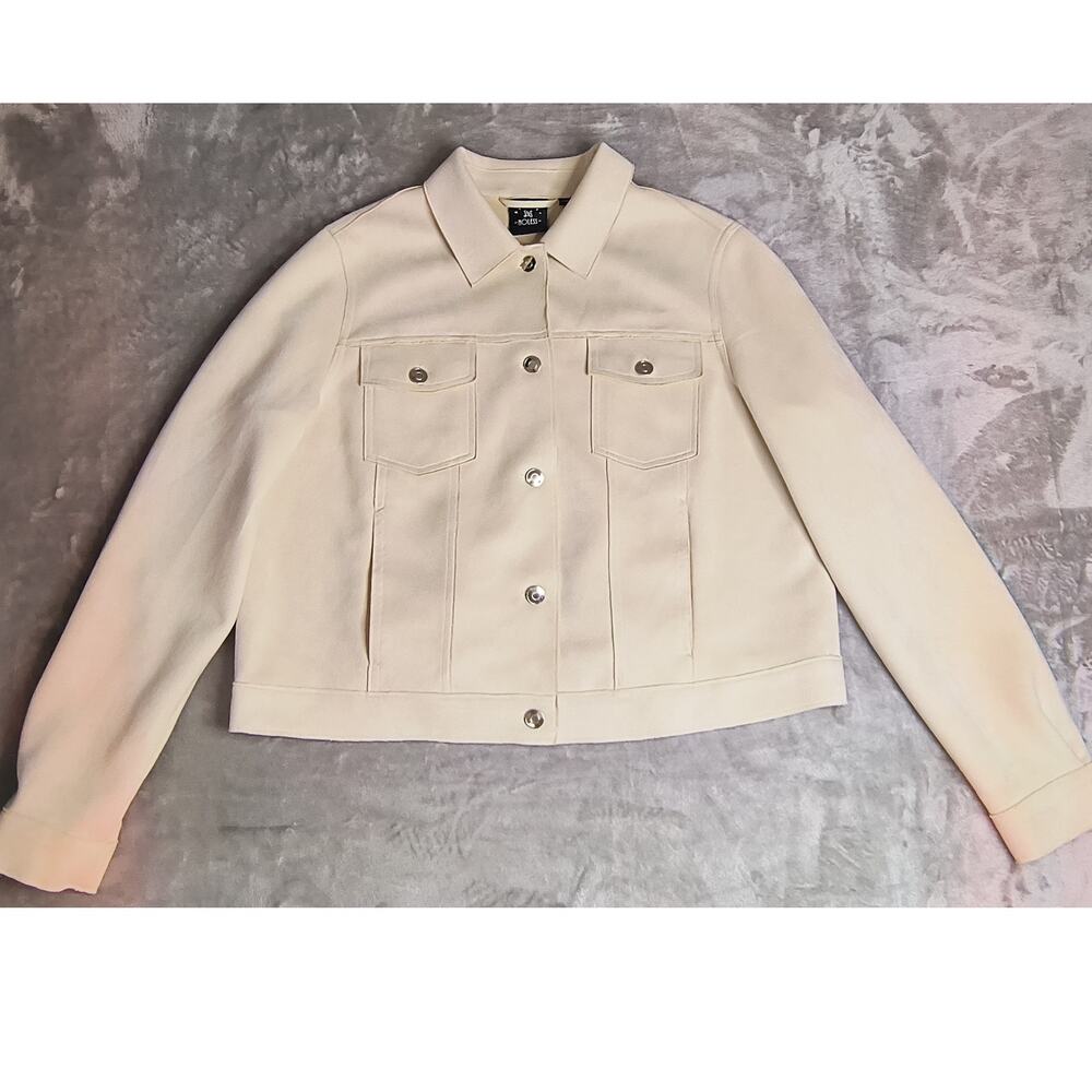 Light Suede Women's Button Up Jacket in Creamy Beige - Size XL